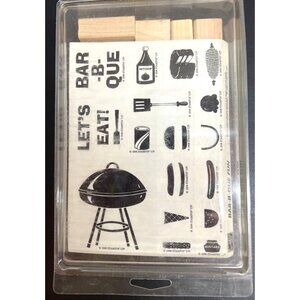 Vintage Retired 1998 Stampin Up! Rubber Stamp Set "BAR-B-QUE FUN" NEW